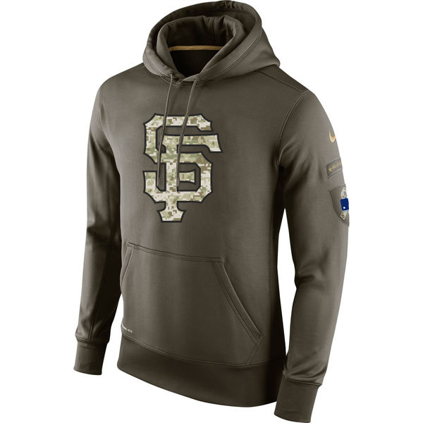 MLB Men San Francisco Giants Nike Olive Salute To Service KO Performance Hoodie Green